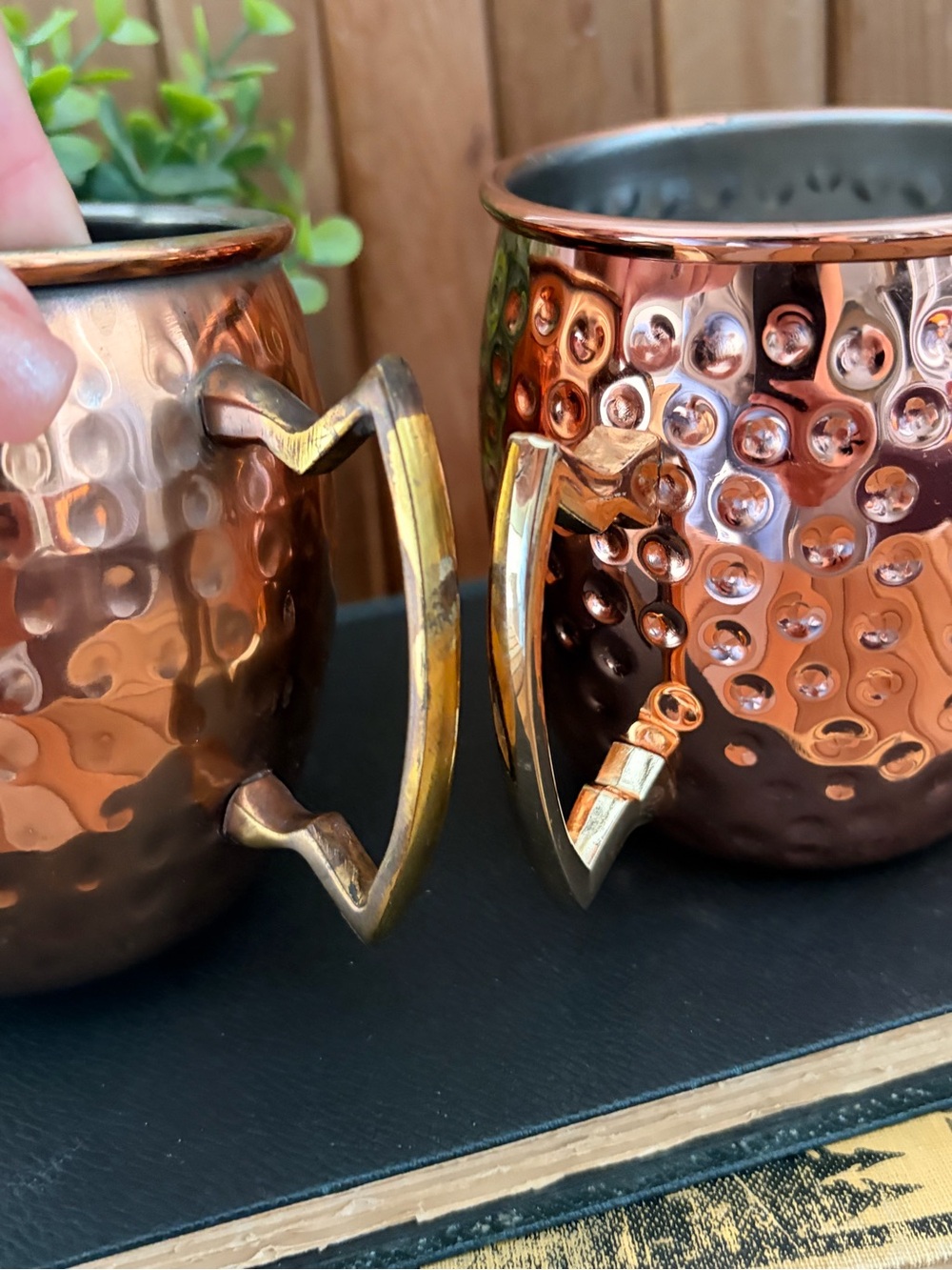 Hammered Copper Mugs Metallic Moscow Mule Style Barware by Sundance Set of 2 - Picture 4 of 5